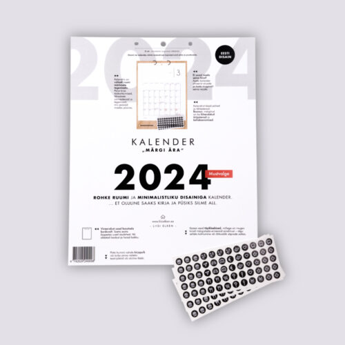 Kalender Märgi ära 2024 mustvalged sisulehed