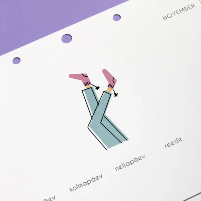 Minimalsikliku illustratsiooniga disainkalender Märgi ära