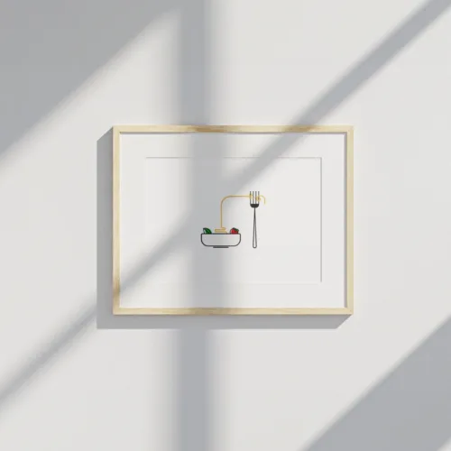 minimalistlik joonistus pastast, köögi seinapilt Pasta, Eesti disain