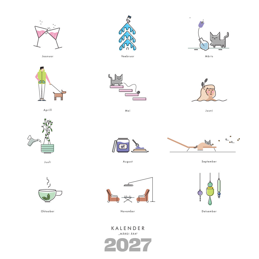 Kalender „Märgi ära“ 2027 illustratsioonidega / vineeralusel - Image 8
